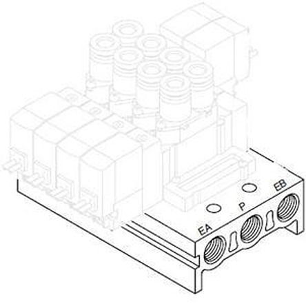 SMC SS5Y5 series 3 station G 1/4 Manifold for use with 5 Port Solenoid Valve