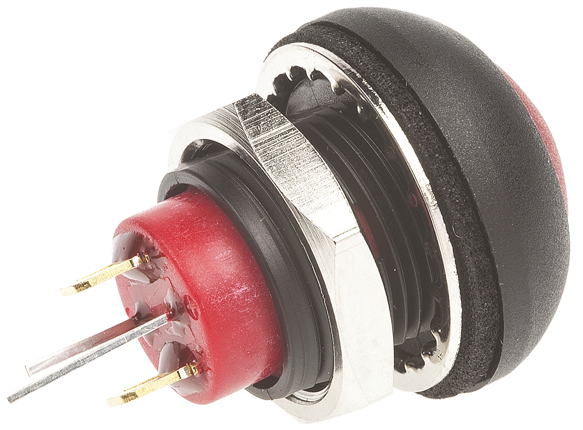 dpwl1cgry KNITTER-SWITCH DPWL Series Illuminated Miniature Push Button Switch, Momentary, Panel, 12.9 mm Cutout, SPST, Yellow LED,