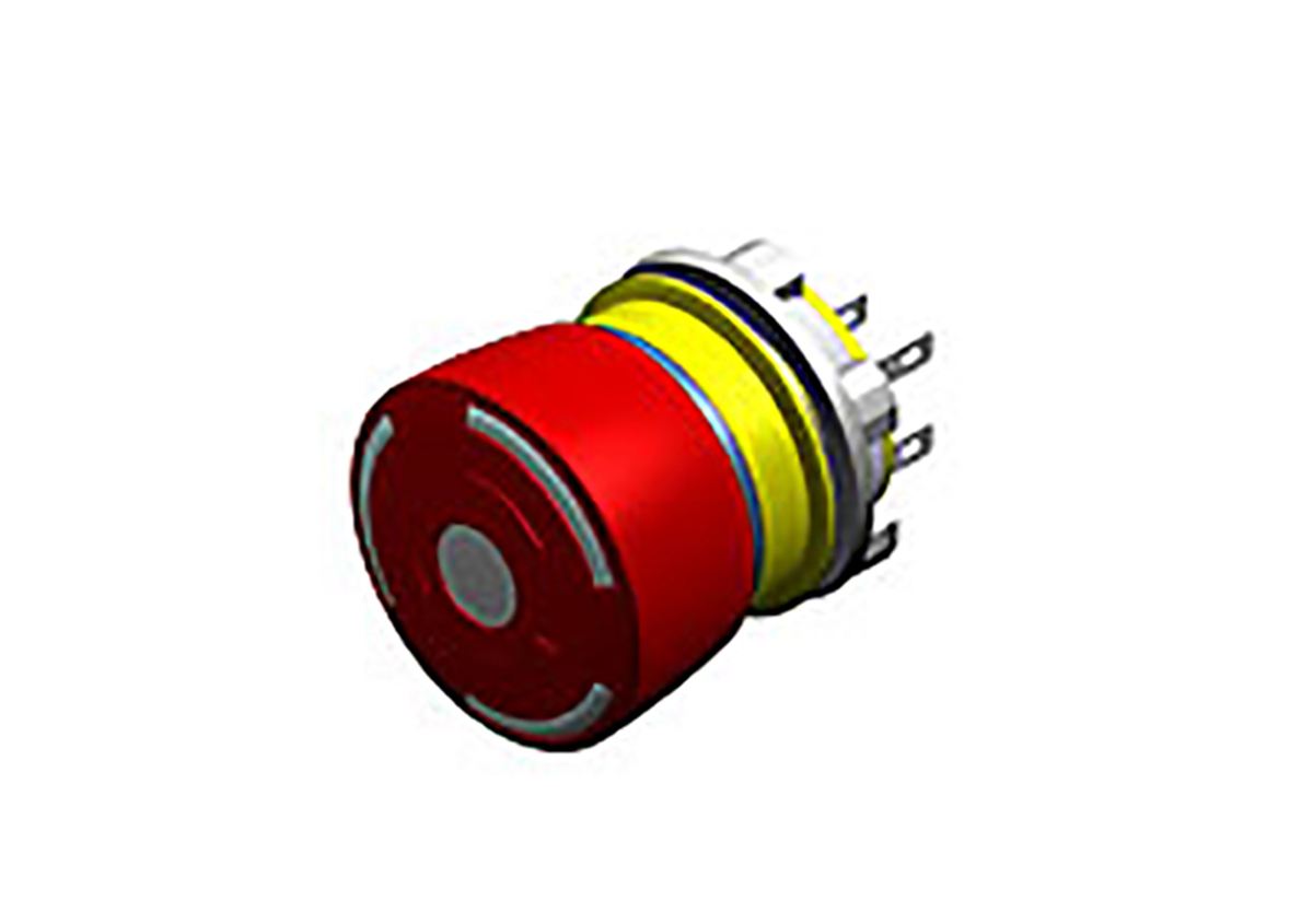 EAO 84 Series Twist Release Illuminated Emergency Stop Push Button, Panel Mount, 22mm Cutout, 1NC, IP65