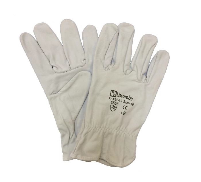 Liscombe Grey Leather Work Gloves, Size 12, Leather Coating