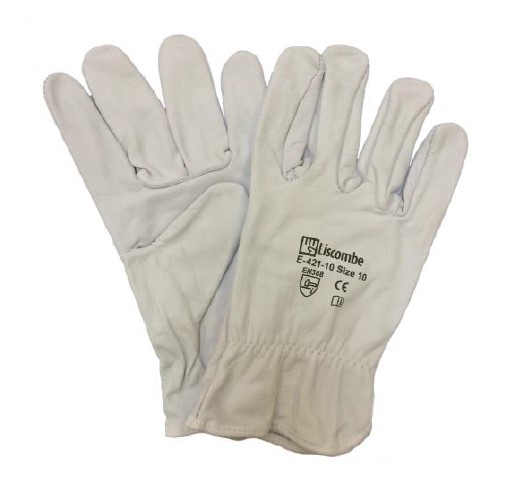 Liscombe 421 Grey Leather Work Gloves, Size 8