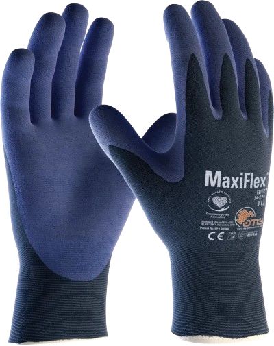 ATG Maxiflex Elite Blue Nylon, Spandex Work Gloves, Size 6, NBR Coating