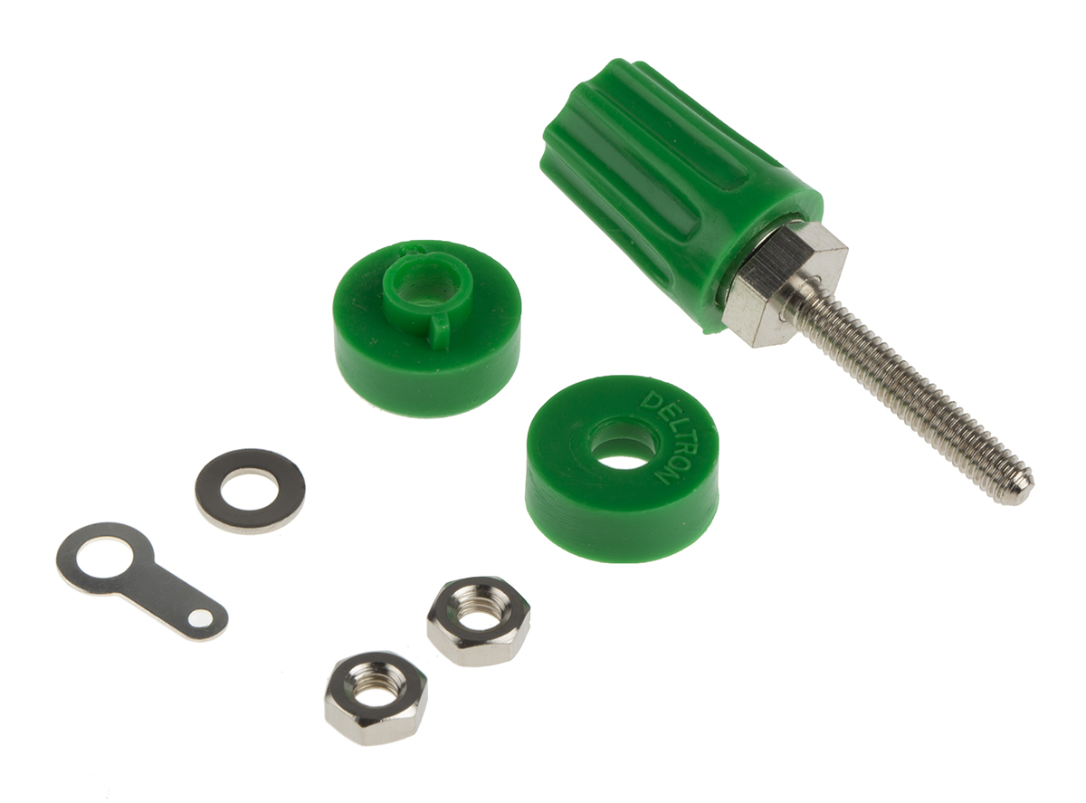 RS PRO, Green 16A Binding Post With Brass Contacts and Nickel Plated