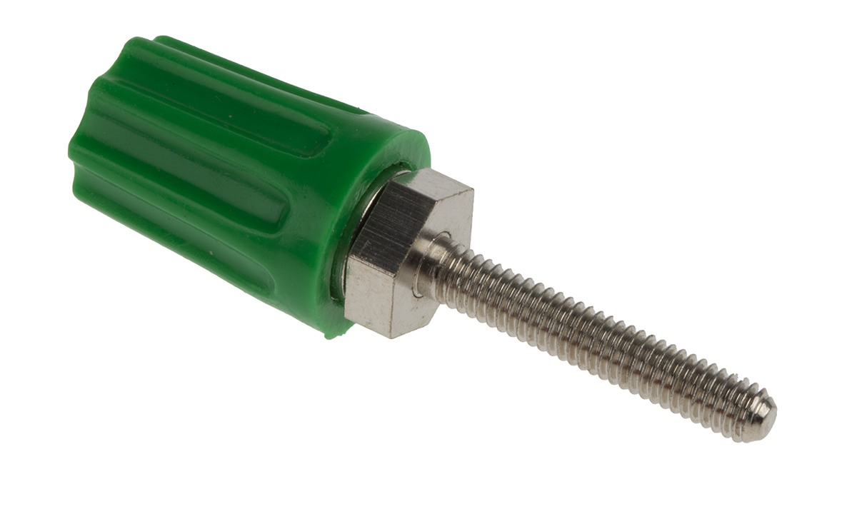 423-223 RS PRO, Green 16A Binding Post With Brass Contacts and Nickel Plated