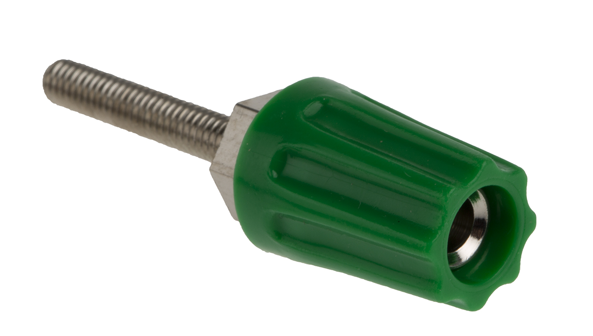 423-223 RS PRO, Green 16A Binding Post With Brass Contacts and Nickel Plated