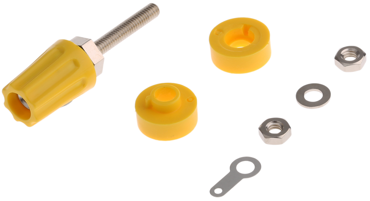 RS PRO, Yellow 16A Binding Post With Brass Contacts and Nickel Plated