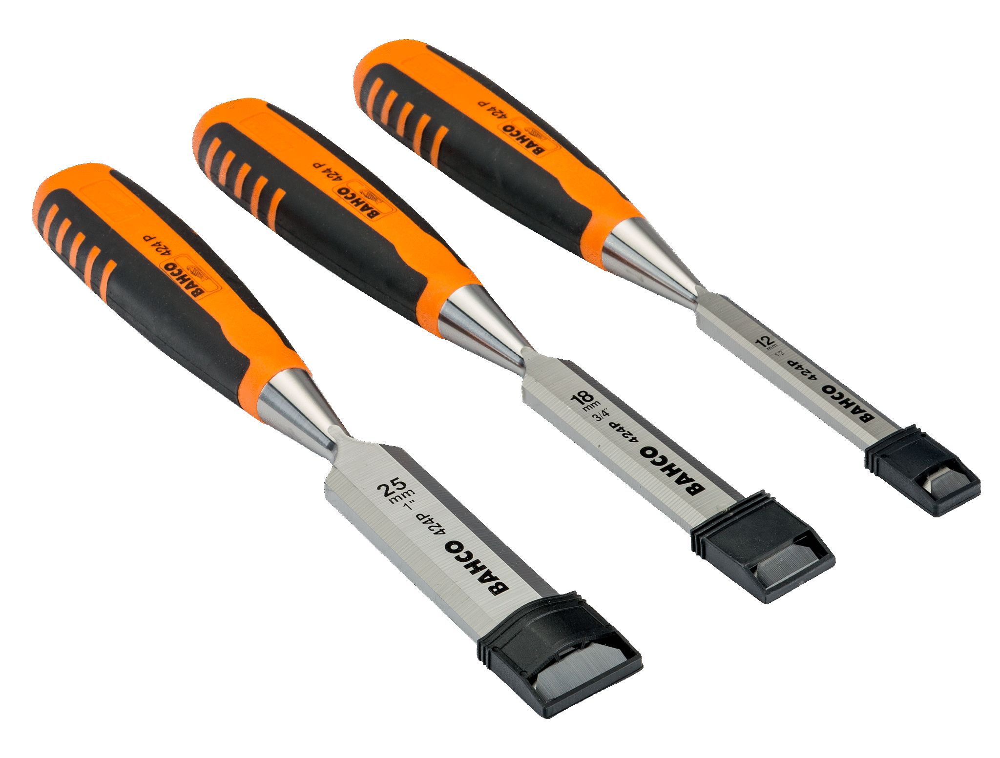 Bahco 3 Piece Stainless Steel Wood Chisel Set, 370 mm Length
