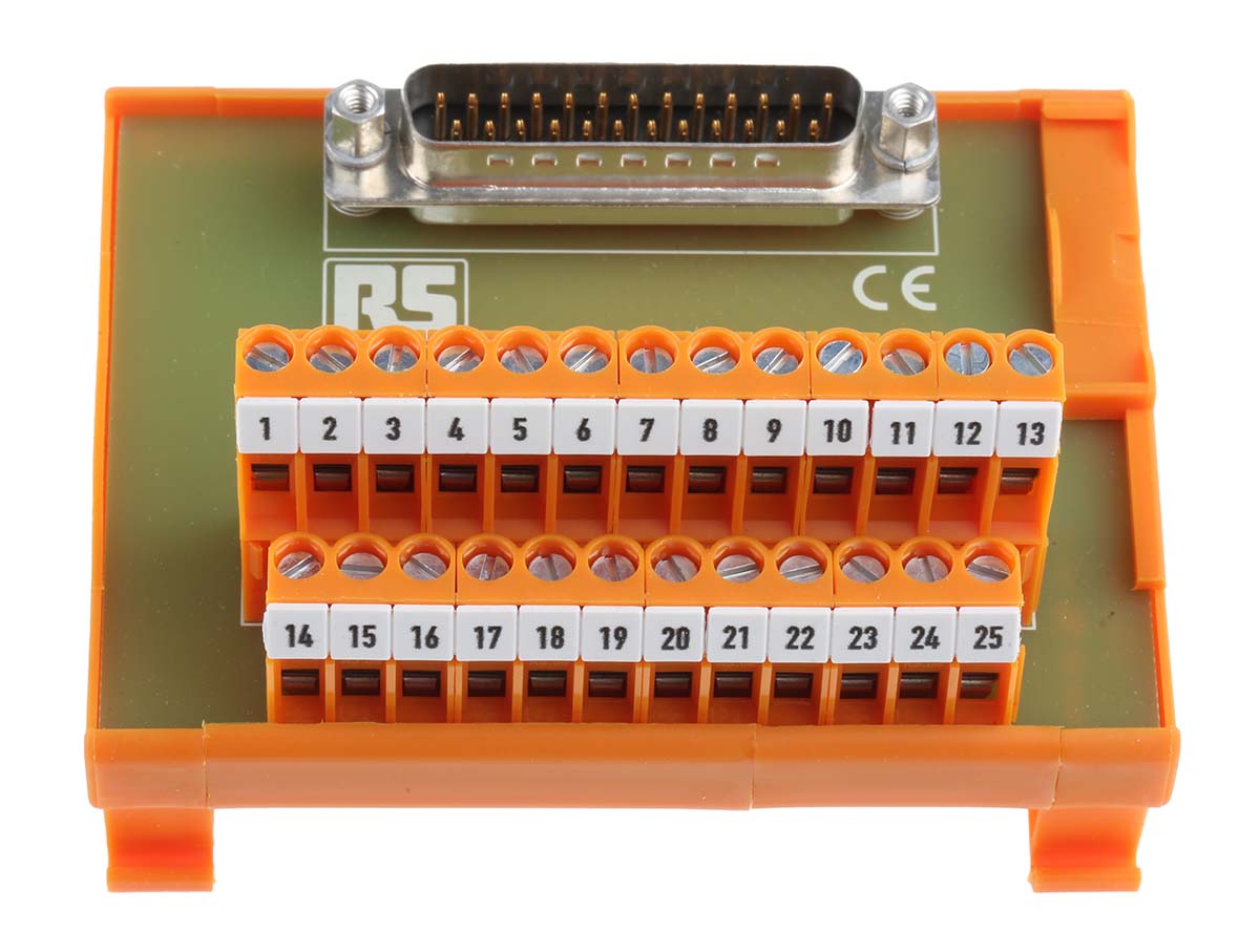 RS PRO 25-Contact Male Interface Module, D-Sub Connector, DIN Rail, 1A