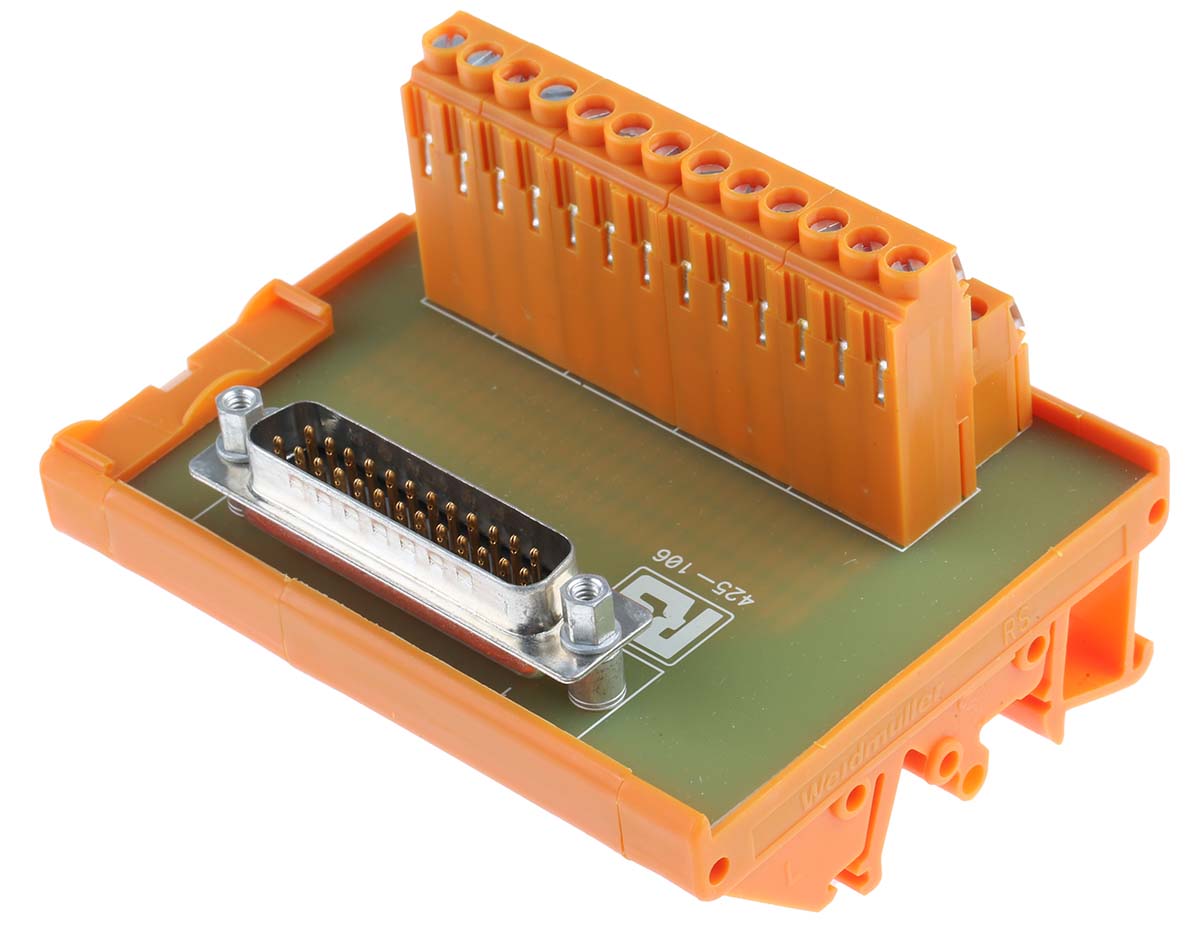 425-106 RS PRO 25-Contact Male Interface Module, D-Sub Connector, DIN Rail, 1A