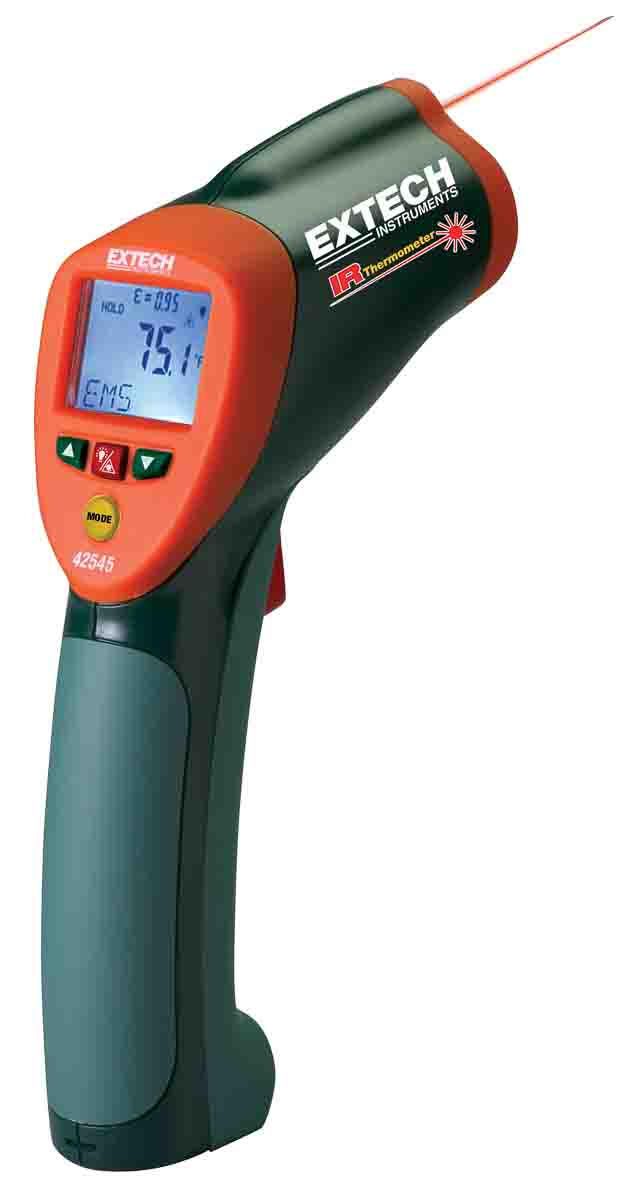 Extech 42545 Infrared Thermometer, -50 °C Min, 1000 °C Max, 2 °C Accuracy, °C and °F Measurements