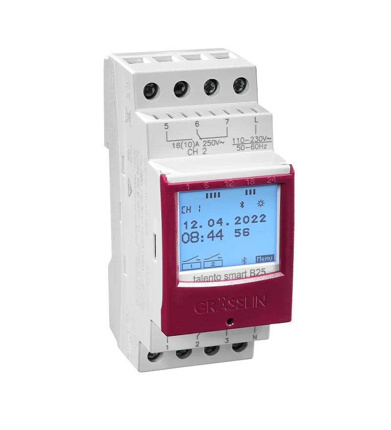 430200021 Grasslin Analogue DIN Rail Time Switch, 2-Channel 230V ac