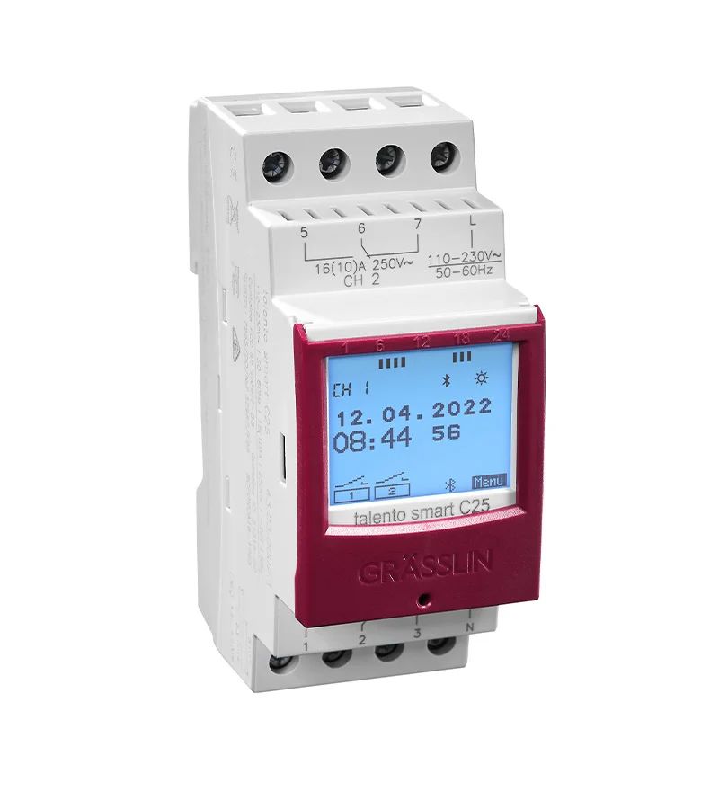 430300021 Grasslin Analogue DIN Rail Time Switch, 2-Channel 230V ac