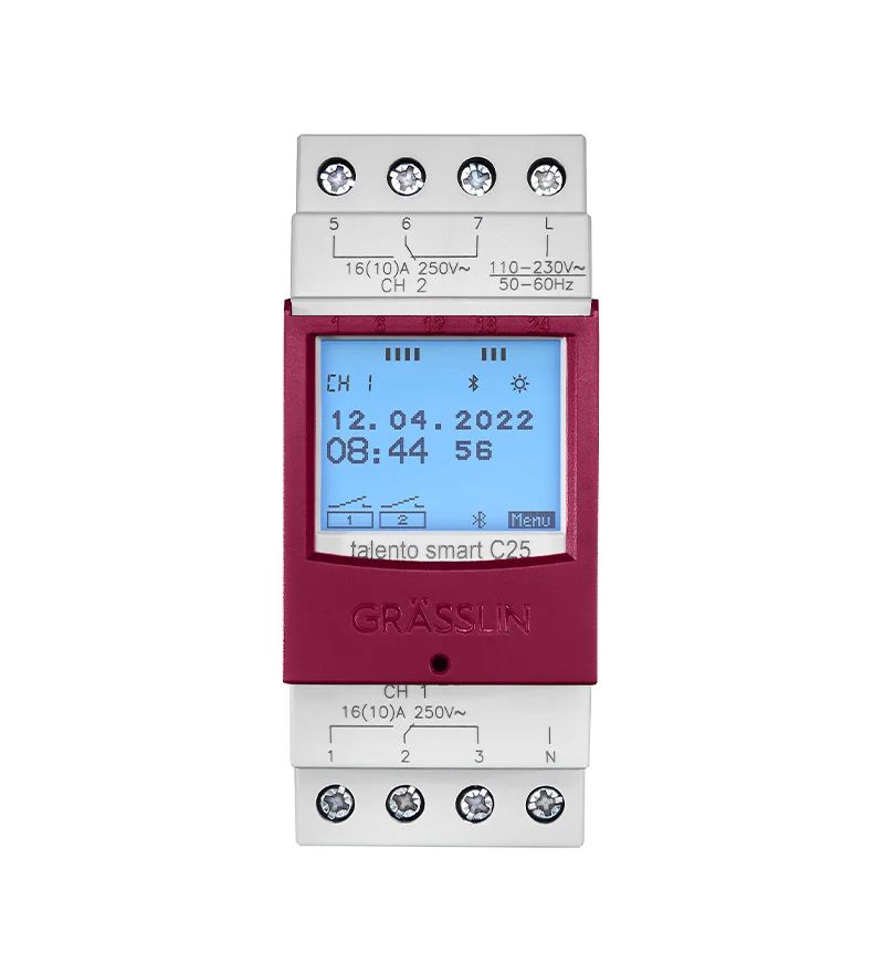 430300021 Grasslin Analogue DIN Rail Time Switch, 2-Channel 230V ac