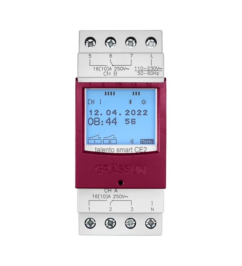 430400041 Grasslin Analogue DIN Rail Time Switch, 2-Channel 230V ac