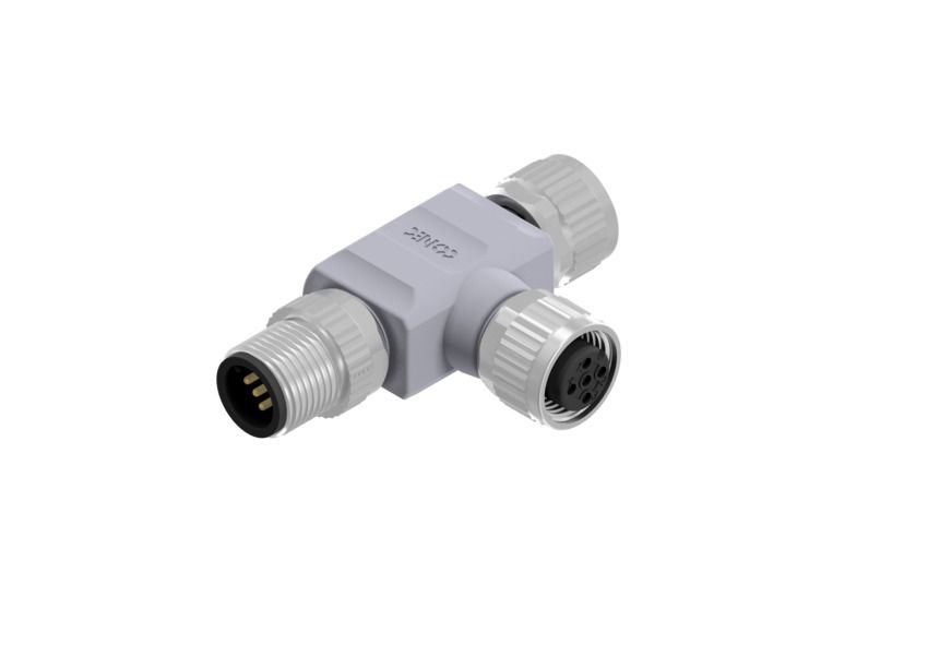 CONEC Right Angle Circular Connector Adapter 5 M12 Male 5 M12 x 1