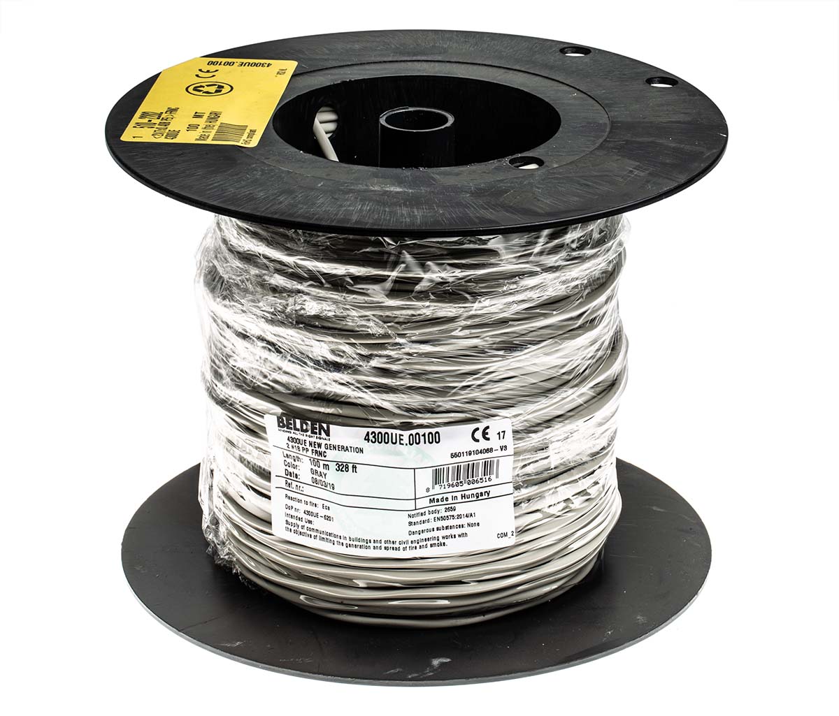 4300ue00100 Belden 4300UE Control Cable, 2 Cores, 0.75mm² 18 AWG, Unscreened, 100 m, Grey Polypropylene Sheath
