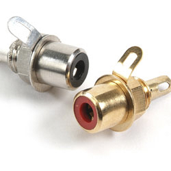 Deltron Black Straight Panel RCA Socket, Silver, 5A