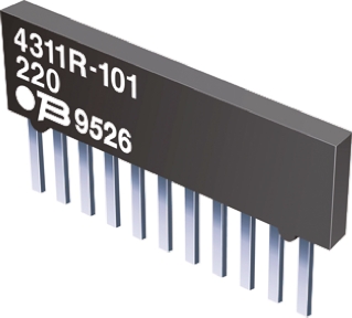 Bourns, 4300R 1 kΩ 2 % ISOL Resistor Array, 5 Resistors, 1.25 W total, SIP, Solder