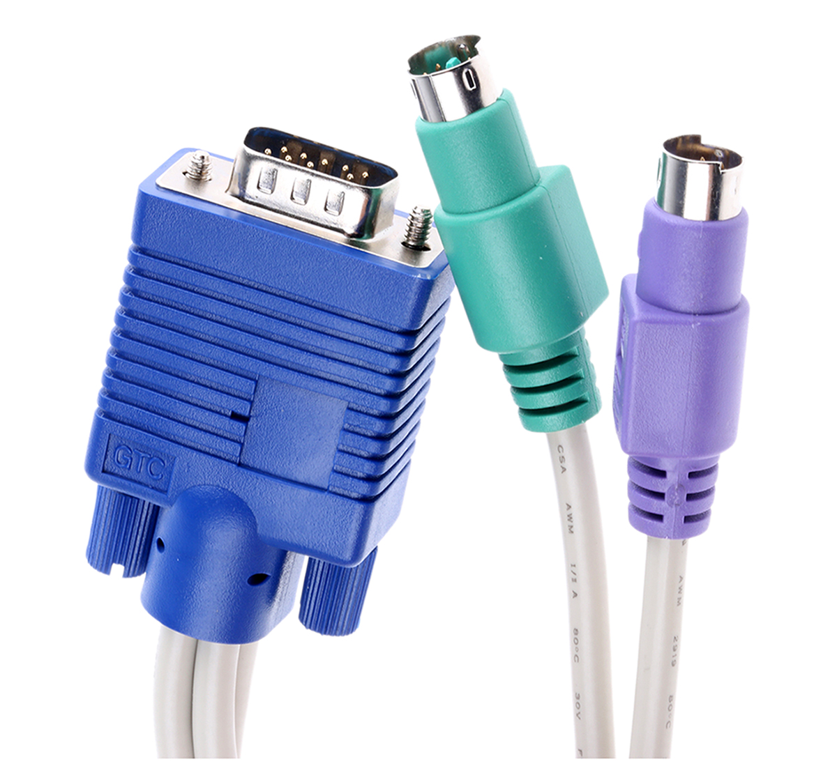 RS PRO Female PS/2 x 2; VGA to Male PS/2 x 2; VGA KVM Cable