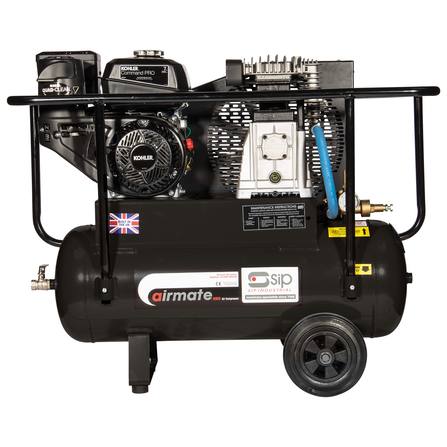 SIP 5.1 kW Air Compressor, 10.3 bar, 85 kg, 50 L