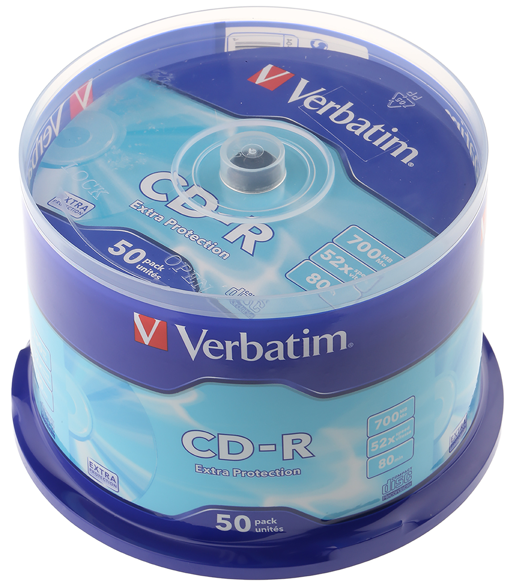 Verbatim CD-R, 50 Per Pack Pack, 700 MB 52X