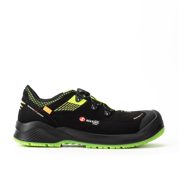 Sixton Forza Boa Unisex Black, Green Fibreglass Low Safety Shoe, UK 11, EU 43