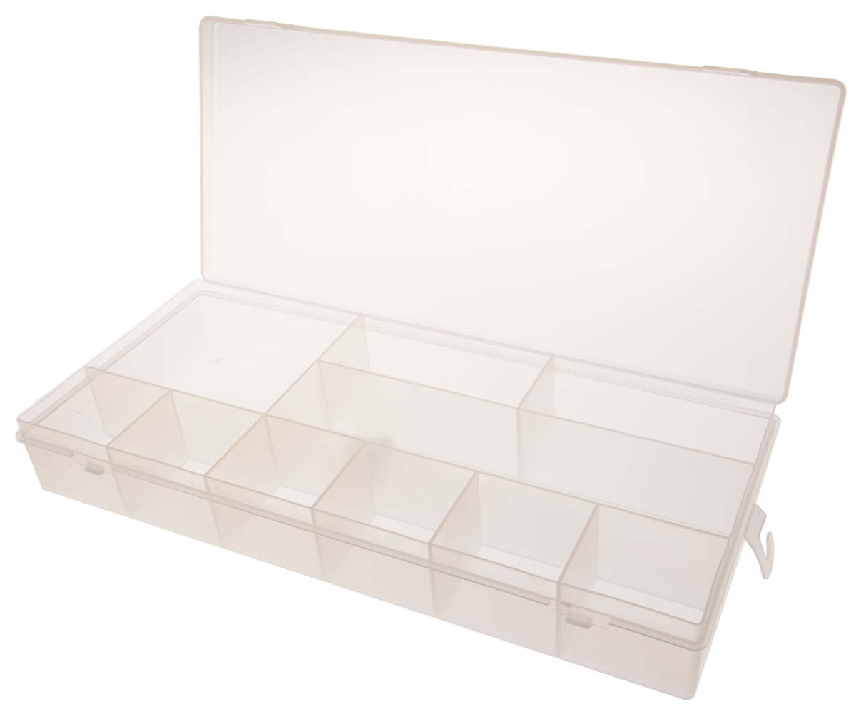 435-0208 RS PRO 10 Cell Transparent Polypropylene Compartment Box, 50 mm x 338mm x 153 mm