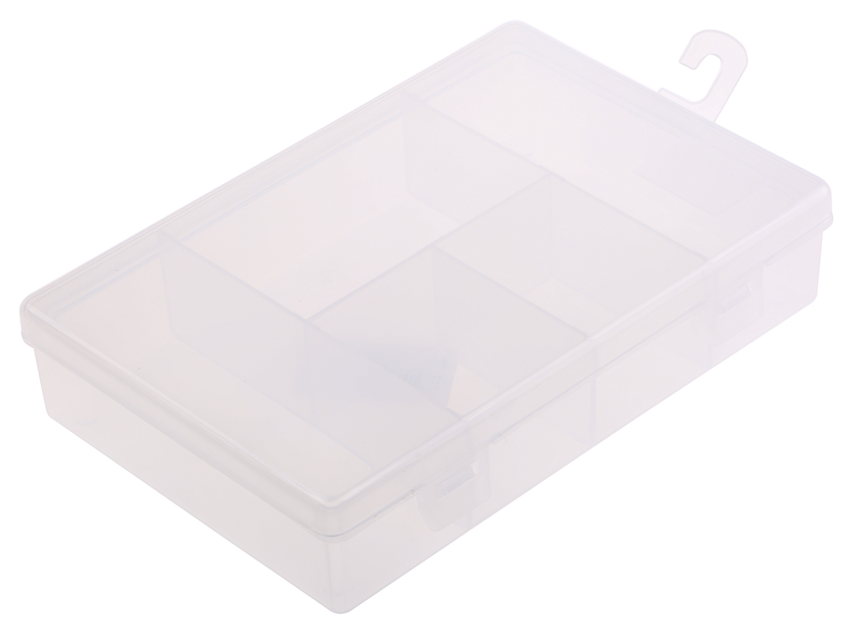 435-0214 RS PRO 5 Cell Transparent Polypropylene Compartment Box, 40 mm x 181mm x 125 mm