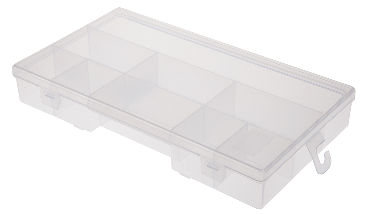 RS PRO 9 Cell Transparent Polypropylene Compartment Box, 38 mm x 245mm x 143 mm