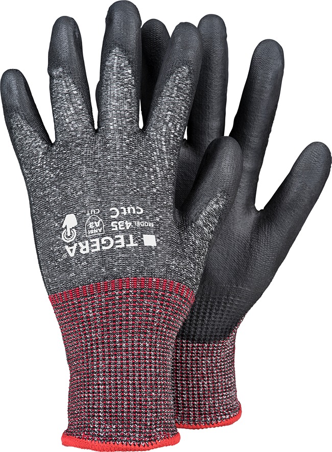 Tegera 435 Black Fibreglass, HPPE, Polyester, Spandex Work Gloves, Size 12, Polyurethane Coating