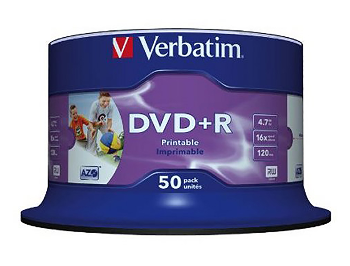 Verbatim DVD+R, 50 Per Pack Pack, 4.7 GB 16X