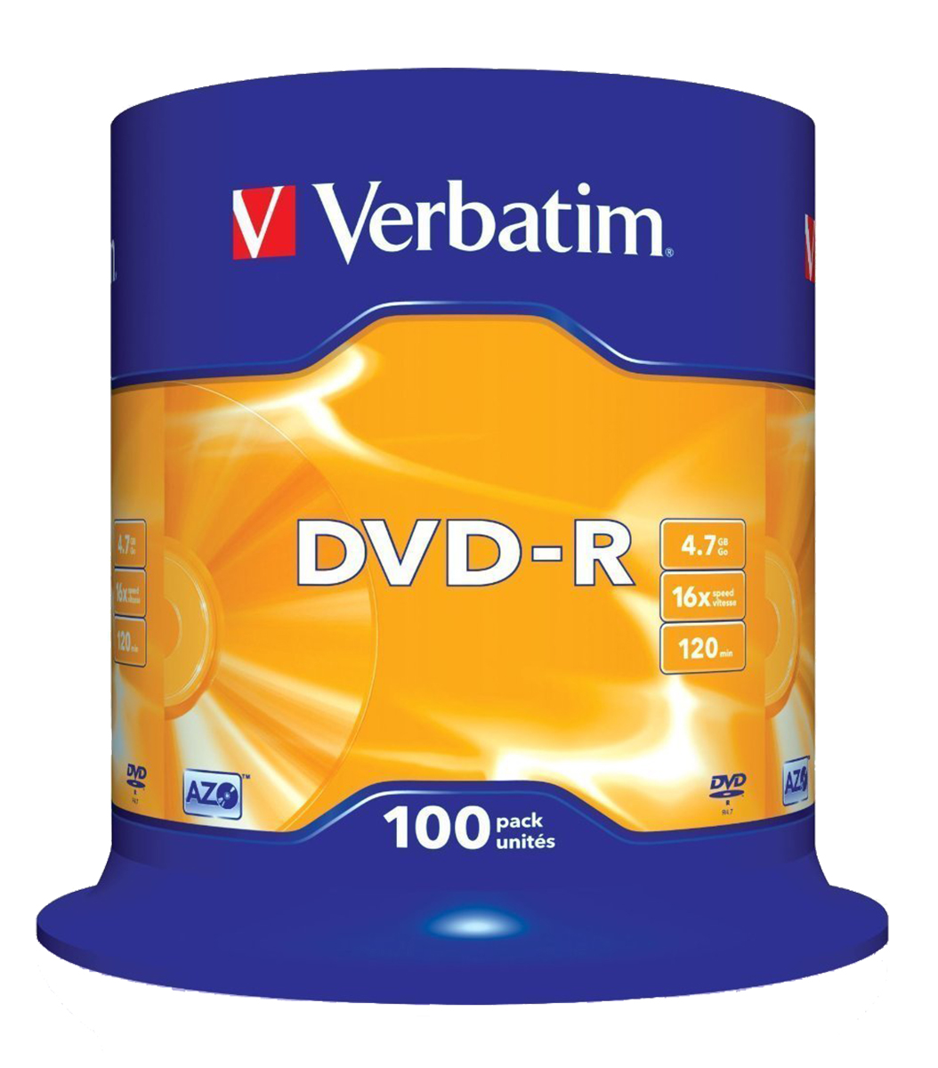 Verbatim DVD-R, 100 Per Pack Pack, 4.7 GB 16X