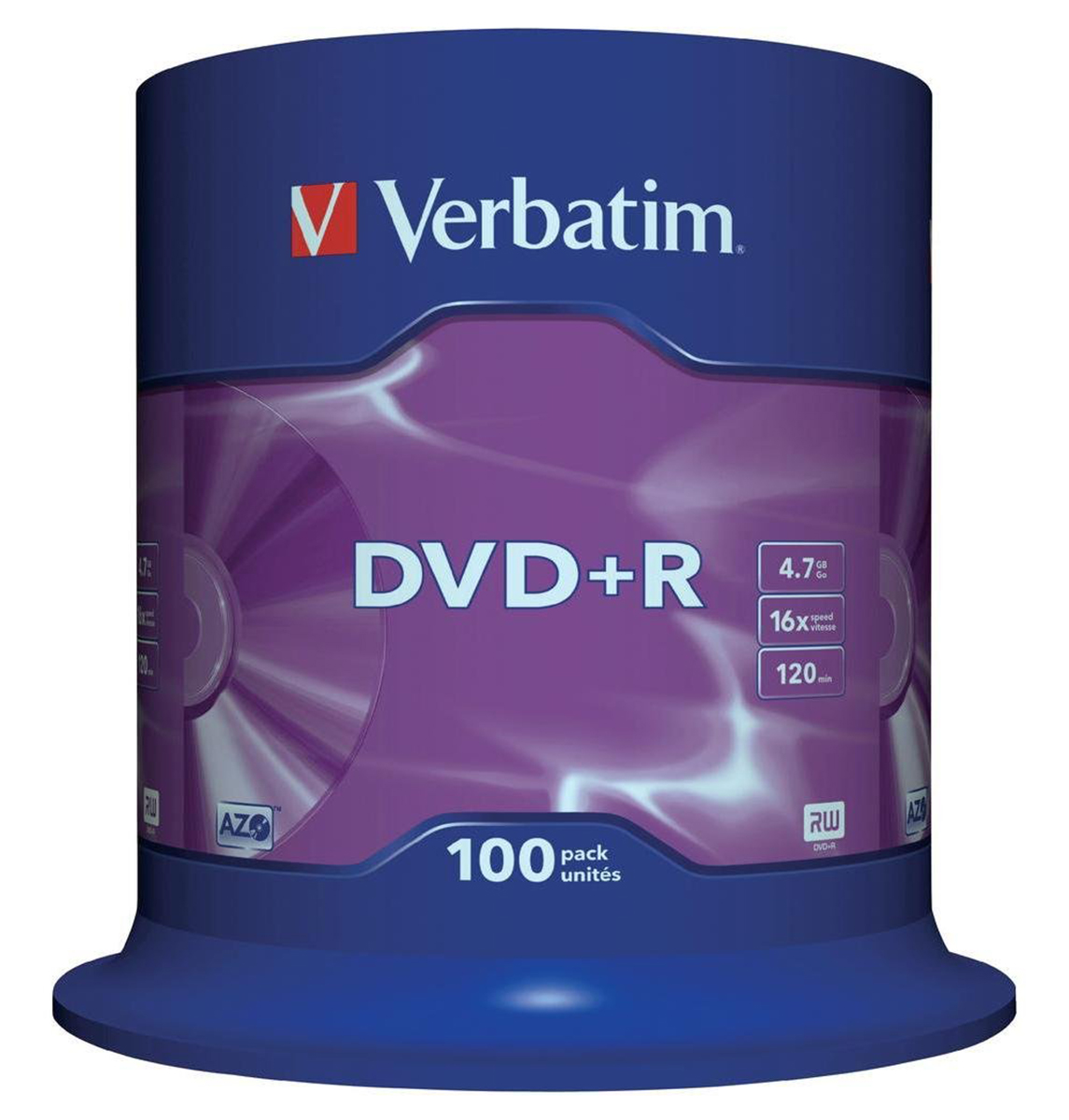 Verbatim DVD+R, 100 Per Pack Pack, 4.7 GB 16X