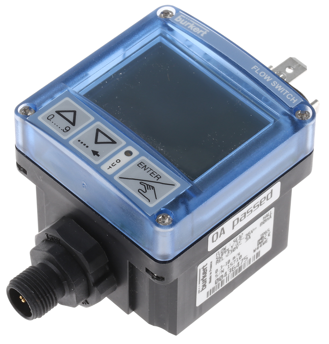 Burkert 8032 Series, Compact Flow Controller, 1200 L/min, Relay Output, 100 mm Pipe 30V dc