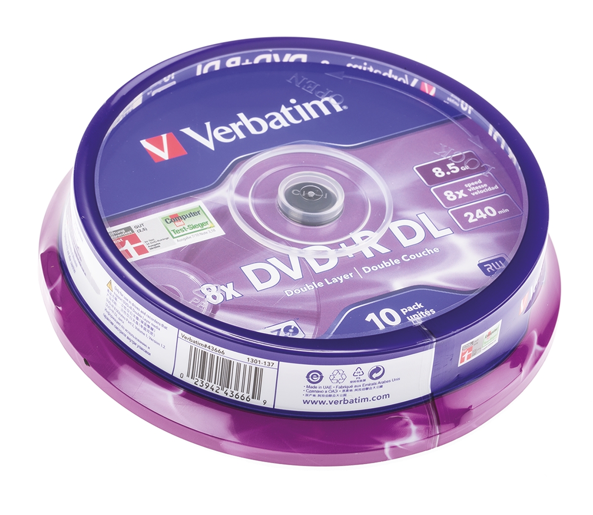 Verbatim DVD+R DL, 10 Per Pack Pack, 8.5 GB 8X