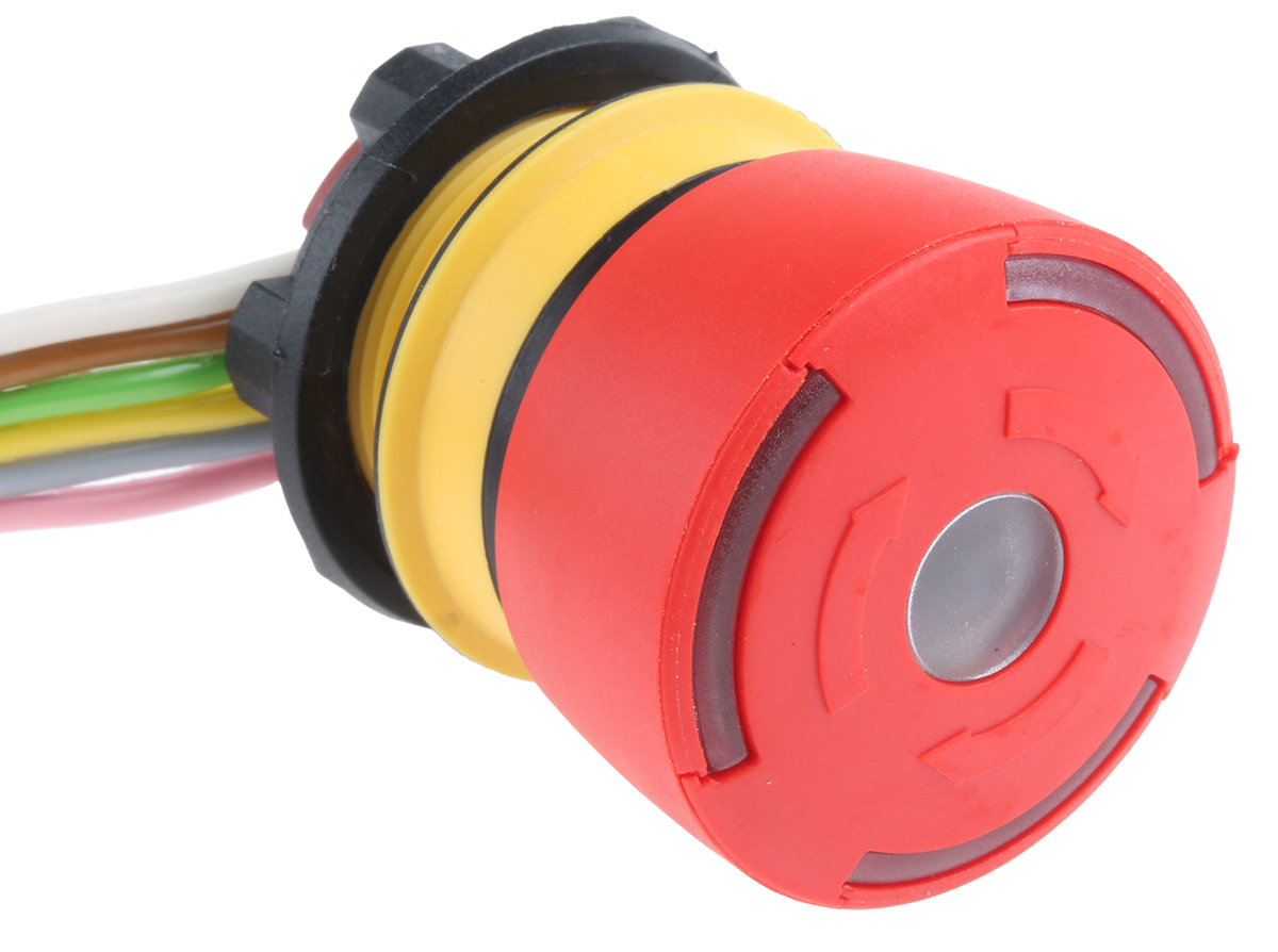 84-50312b40 EAO 84 Series Twist Release Illuminated Emergency Stop Push Button, Panel Mount, 22.5mm Cutout, SPDT, IP65