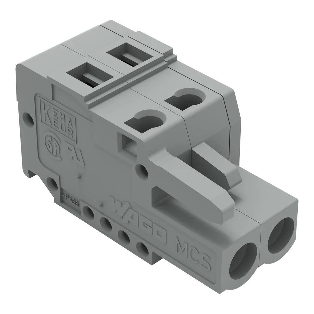WAGO 231 Series PCB Terminal, 2-Contact, 5mm Pitch, Cable Mount, 1-Row, Cage Clamp Termination