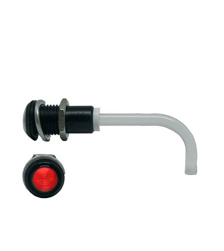 RHD-0900-2500-F9PZR67PR Bivar, Panel Mount Right Angle LED Light Pipe, Red Round Lens