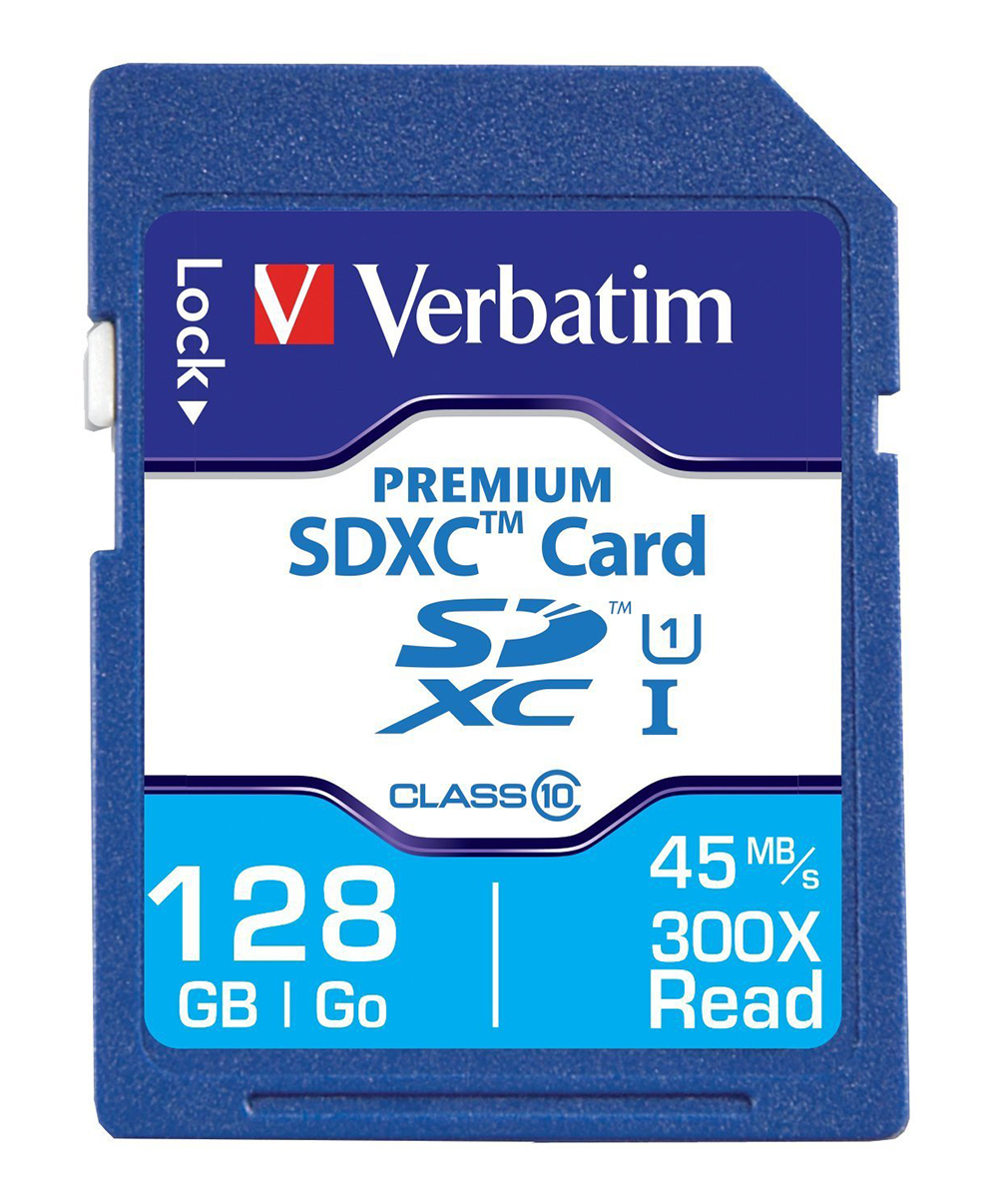 Verbatim 128 GB SDXC SD Card, UHS 1 U1, Class 10
