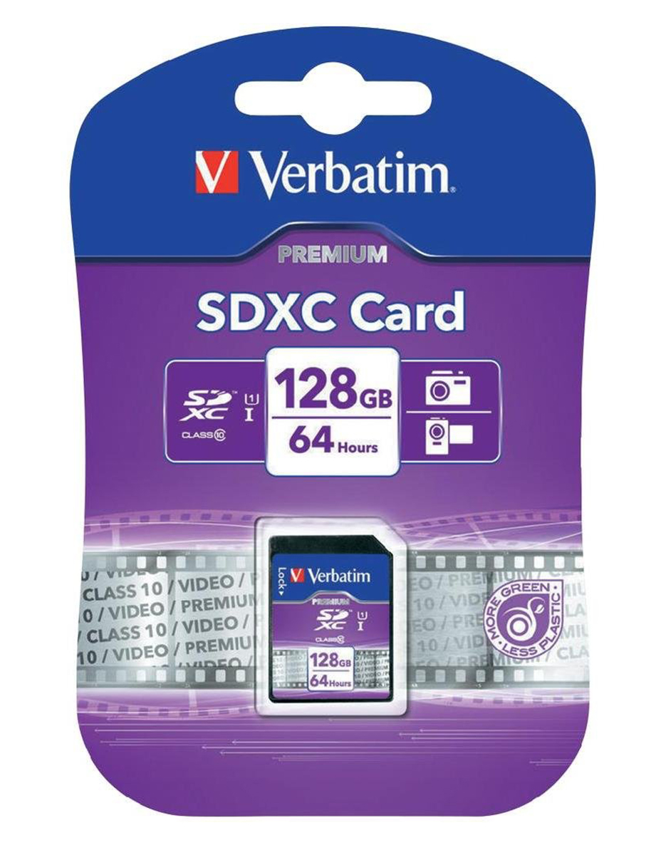 44025 Verbatim 128 GB SDXC SD Card, UHS 1 U1, Class 10