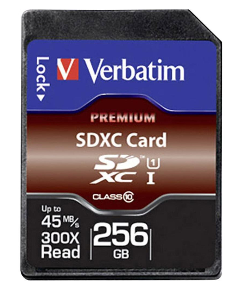 Verbatim 256 GB SDXC SD Card, Class 10, UHS 1 U1