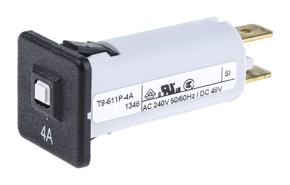 Schurter T9 T9 Thermal Magnetic Circuit Breaker - 1-Pole, Panel, 4A Current Rating, 240V ac, 32 V dc