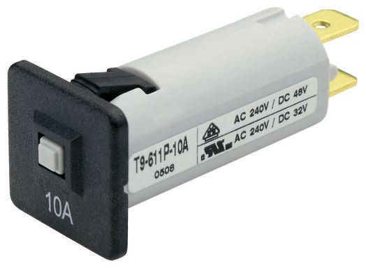 Schurter T9 T9 Thermal Magnetic Circuit Breaker - 1-Pole, Panel, 5A Current Rating, 240V ac, 32 V dc