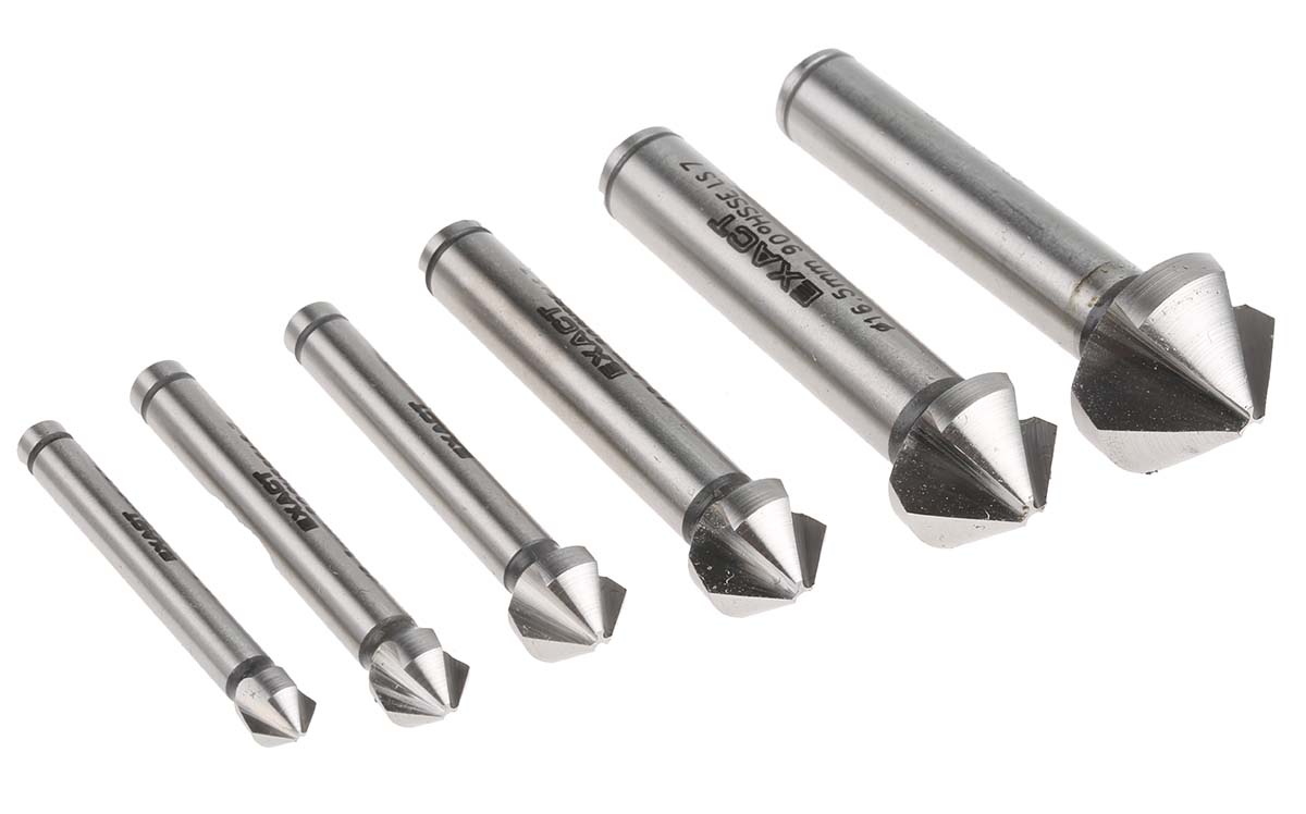 EXACT High Speed Steel-E Countersink Drill Bit Set, 3 Flute(s), 90 °, 6 Piece(s)