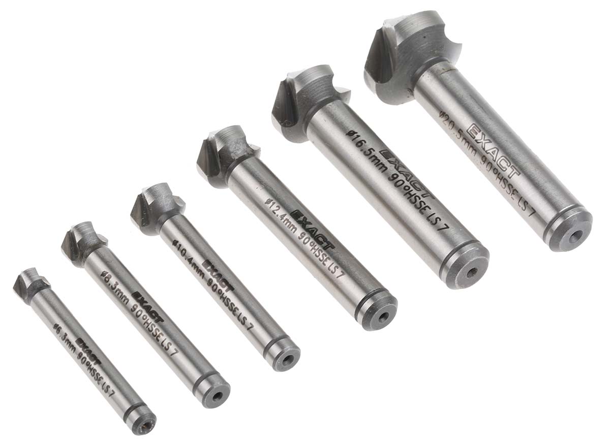 4405727 EXACT High Speed Steel-E Countersink Drill Bit Set, 3 Flute(s), 90 °, 6 Piece(s)