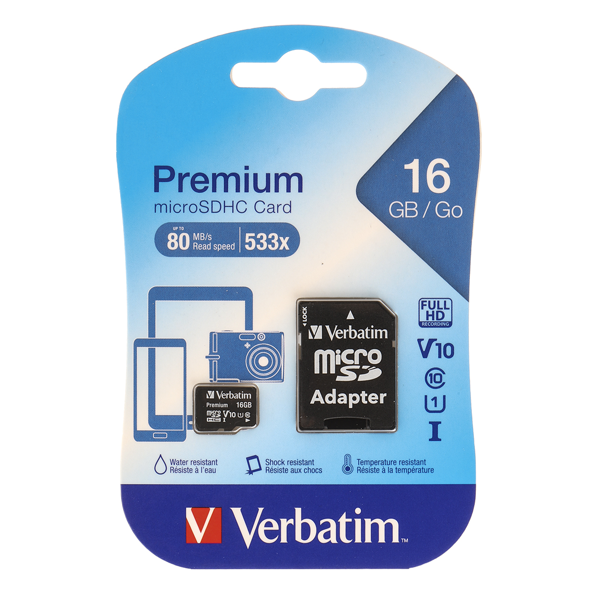 44082 Verbatim 16 GB MicroSDHC microSD, Class 10, UHS 1 U1