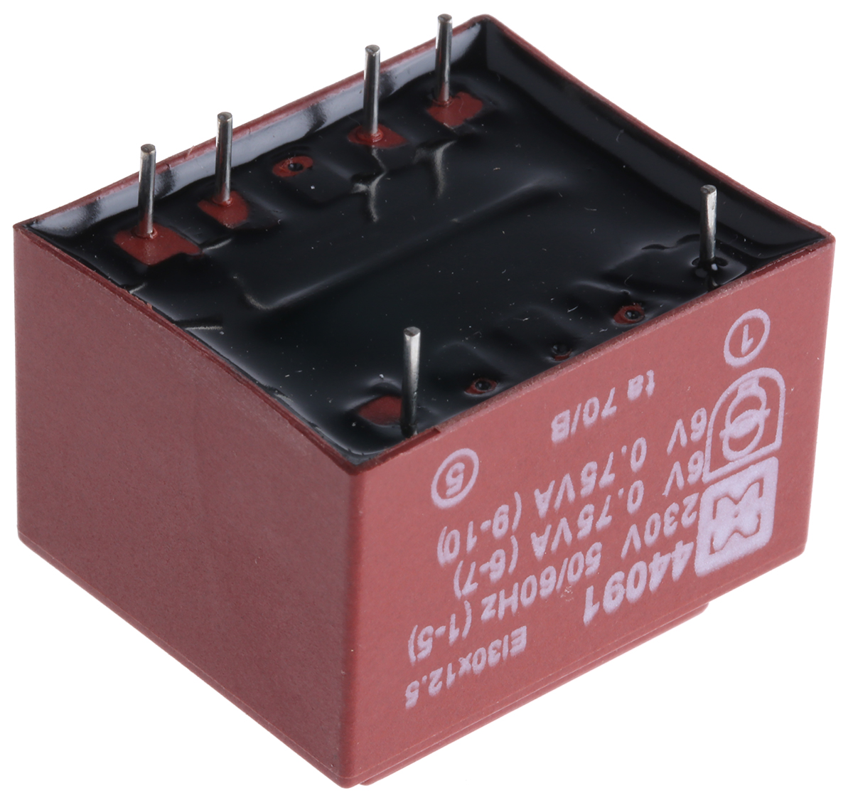 44091 Myrra 6 V ac 2 Output Through Hole PCB Transformer, EN 61558-2-6 1.5 VA