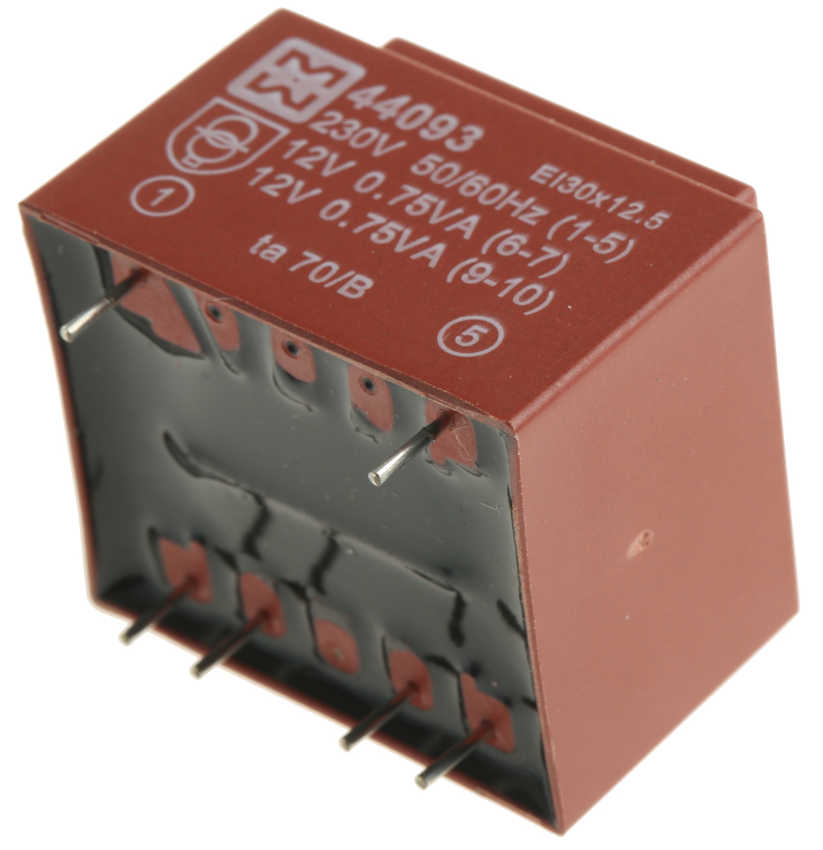 44093 Myrra 12 V ac 2 Output PCB PCB Transformer, UL 94 VO, EN 60950, CEI 126, EN 61558-2-6, UL 5085, CEI 85 1.8 VA