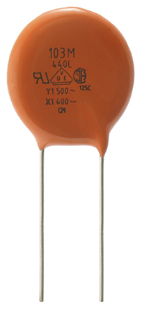 Vishay Single Layer Ceramic Capacitor 10 nF 760V ac ±20 % Y5U Dielectric, 440 L, Through Hole 125 °C Max Op. Temp.