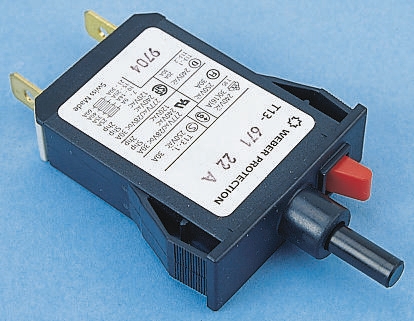 Schurter T13 Thermal Circuit Breaker - 1-Pole, Panel, 1A Current Rating, 400 A, 240V ac, 28 V dc